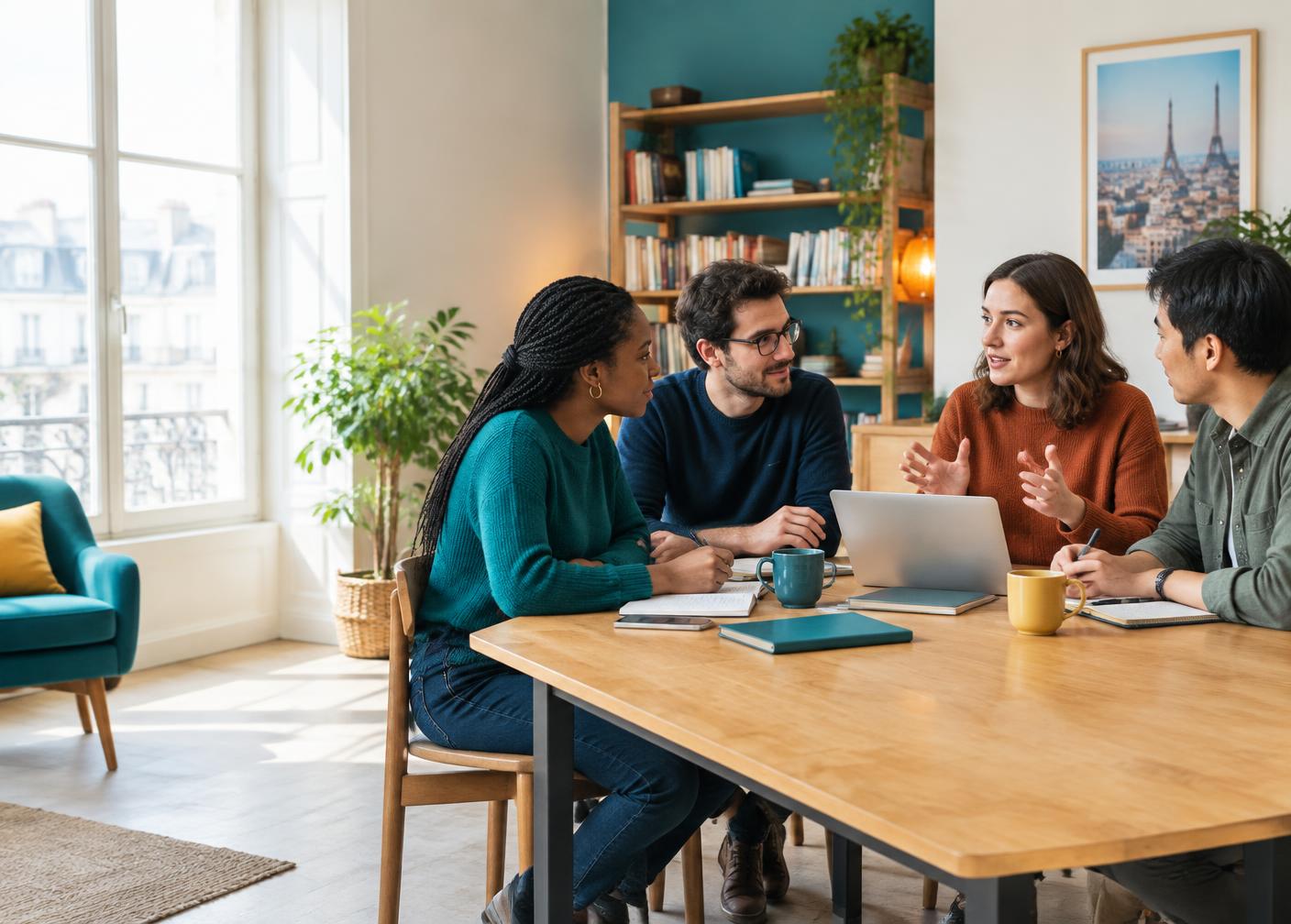 Un groupe échange autour d’une table